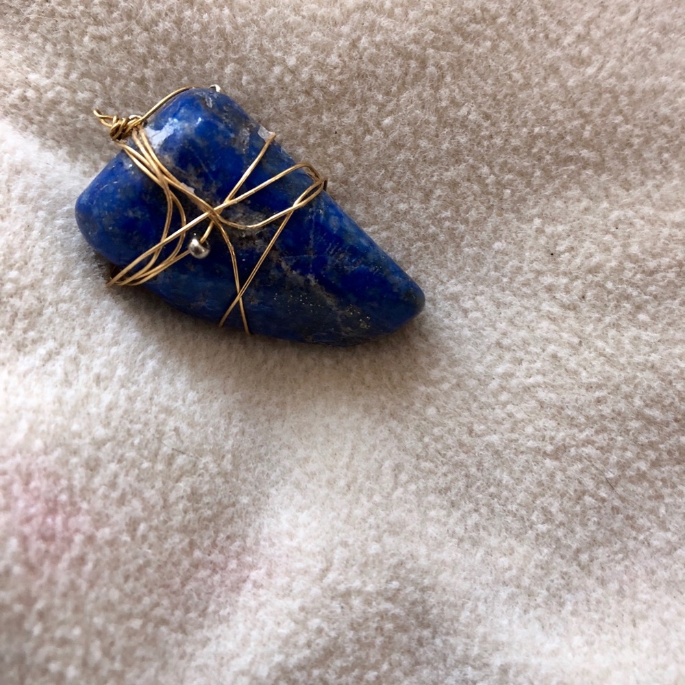 Gold Wire Wrapped Raw Lapiz Lazuli